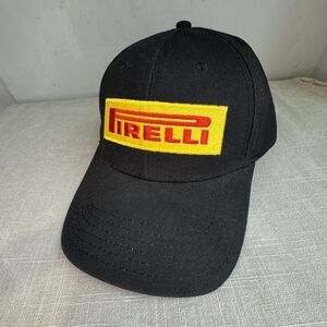 PIRELLI Tires Baseball Ball Trucker Racing Cap Hat Black Adjustable Hook & Loop